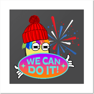 RAINBOW HAIR CARTOON BOY WE CAN DO IT  FUNNY Posters and Art